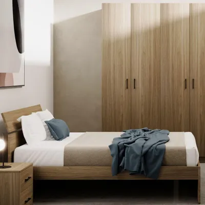 Immagine prodotto di Letto matrimoniale in legno colore noce naturale
