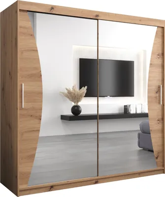 Produktbild von Kleiderschrank, Schiebetürenschrank Schlafzimmer, Schrank mit Spiegel MONACO 200 cm