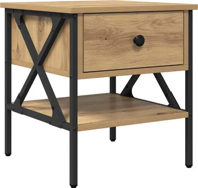 Image de Table de chevet avec tiroir chêne artisanal 40 x 42 x 45 cm