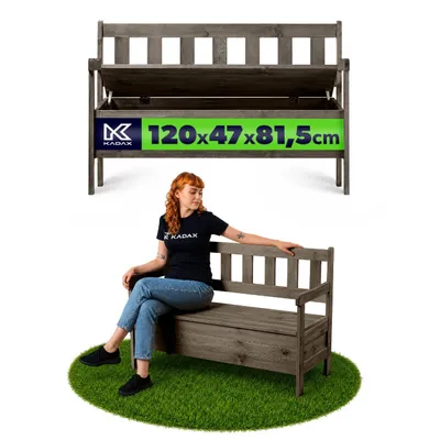 Produktbild von KADAX Gartenbank, 120x47x81,5cm Banktruhe aus Einer Holzfaserplatte (120cm/Dunkelbraun)