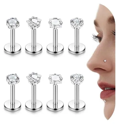 Zdjęcie produktu dla Dailygoody - Kolczyk do chrząstki usznej (tragus), kolczyk do wargi (labret) - 16g - Cyrkon, stal chirurgiczna - Kolczyk do chrząstki usznej (helix) - Nadaje się do zakładania w chrząstce usznej (tragus) - 6mm