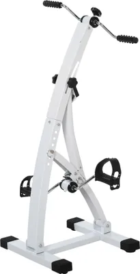 Produktbild von HOMCOM Rower treningowy z pedałami dla seniorów Stalowy Biały 40 x 42,5 x 100 cm