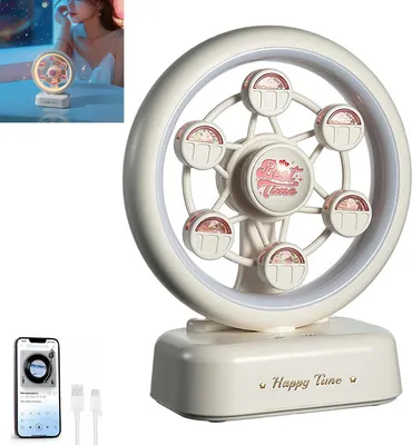 Produktbild von Ferrisrad Nachtlampe mit Bluetooth Lautsprecher, Atmosphä Renlampe, Nachtischlampe mit RGB Licht, Schreibtisch Deko