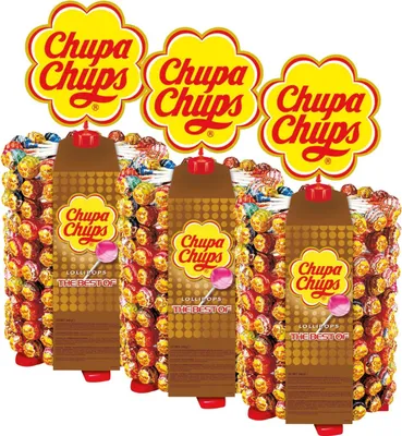 Produktbild von Chupa Chups Lollipops Lutscher 200 Stück - Apfel,Kirsche,Cola uvm. (3er Pack)