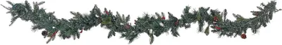 Produktbild von BELIANI Weihnachtsgirlande Grün Kunststoff 270 cm mit LED Beleuchtung Timer Batteriebetrieben Weihnachtsdeko für Kamin Treppe Geländer Fenster Innen