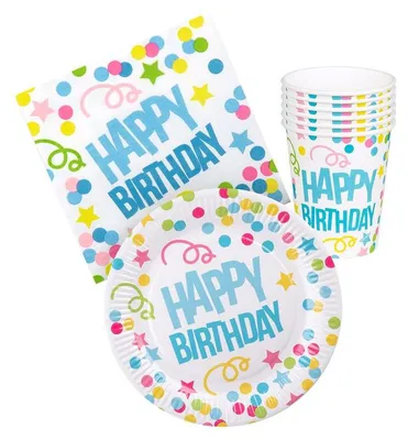 Produktbild von Partyset „Happy Birthday“ pastell