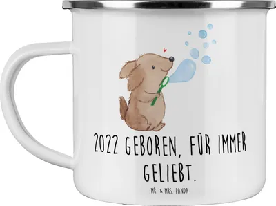 Produktbild von Mr. & Mrs. Panda Teebecher 2022 Geburtstag Lieblingskind - Weiß - Geschenk, unvergesslicher, Emailletasse, für immer geliebt, Geburtstagsfreude, Glückwunsch, Pott, Haferl