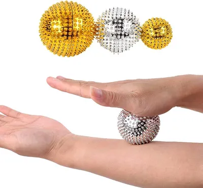 Produktbild von Massageball für Hand, magnetisch, mit Stacheln, zur Druckentlastung, Triggerpunkt, Handflächen-Akupunktur-Massageball, 1 Paar