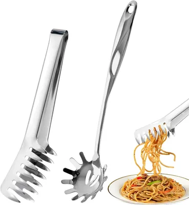 Imagen del producto de Juego de 2 utensilios de acero inoxidable para pasta y espagueti, ideales para la cocina