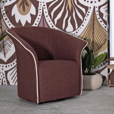 Imagen del producto de Silla giratoria Siena Bordeaux, 83,5 x 66 x 80 cm. Silla tapizada con base giratoria, estructura de hierro y madera, diseño elegante y moderno