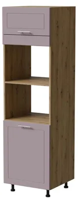 Produktbild von Backofenumbauschrank BARI 60x207cm lackiert Farbe wählbar BA-D14/RU/60/207,RAL 4009 pastellviolett matt,Eiche Artisan