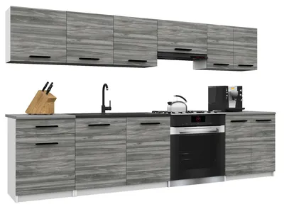 Immagine prodotto di Belini - Angolo cottura moderno ITALIA 2 - Mobili da cucina 240 cm Grigio Glamour - Cucina componibile con pensili, mobili base e piani di lavoro