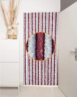 Image de Rideau anti-insectes Rideau de porte Fil Flausch 100x200cm Protection contre les mouches Gris/Bordeaux