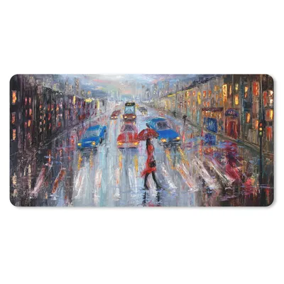 Produktbild von MuchoWow® Mauspad Mousepad Gemälde - Öl - Auto - Zebrastreifen 60x30 cm - Mousepads - Maus Mat - Pad - Mausunterlage - Nachhaltig