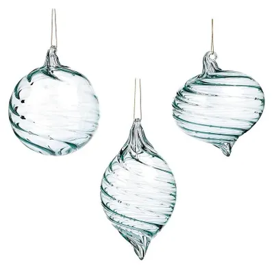 Image de Ornements de Noël en verre bleu D 10 cm, set de 3 pièces