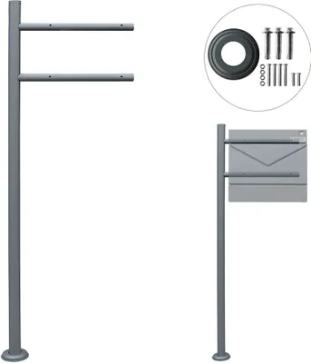 Produktbild von V2Aox Standfuss für Briefkasten, 44 x 120 cm, in Anthrazit-Grau, pulverbeschichteter Stahl, inklusive Montagematerial, , Form:Rund