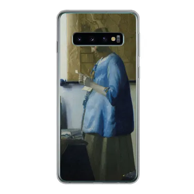 Produktbild von MuchoWow® Handyhülle Schutzhülle Hülle für Samsung Galaxy S10 Frau in Blau liest einen Brief - Gemälde von Johannes Vermeer Silikon Softcase Handy Hülle - Handytasche