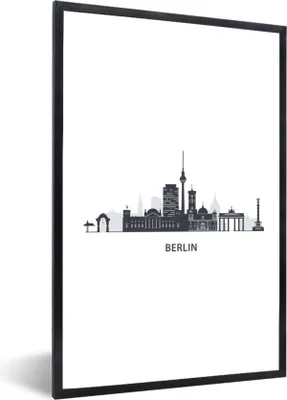 Produktbild von MuchoWow® Gerahmtes Poster Berlin - Europa - Skyline 40x60 cm - Poster mit Schwarzem Bilderrahmen Wandposter Rahmen Foto Bilder - Papierdruck - Wandbilder
