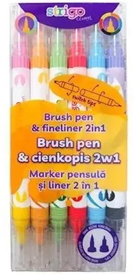 Produktbild von Doppelseitiger Fineliner, 6 Farben – Strigo