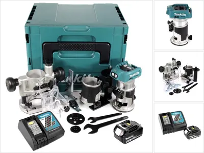 Obrázek produktu pro Akumulátorová multifunkční frézka Makita DRT 50 RF1J X2 18 V Li-Ion v balení Makpac včetně frézovacích modulů + 1x akumulátor 3.0 + nabíječka