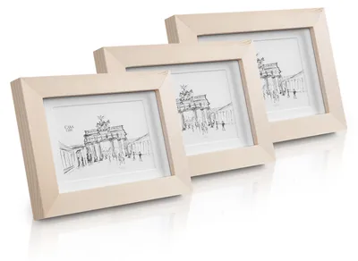 Image de Casa Chic Cadre Photo en Bois x3, Taille 14 x 9 cm , Lot de Cadres Photo, Porte Photo Mural, Cadre Decoration Murale Pele Mele, Affichage Vertical/Horizontal, avec Protection Verre et Passe Partout
