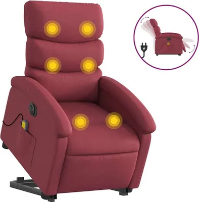 Produktbild von vidaXL Elektrischer Massagesessel mit Aufstehhilfe Weinrot Stoff
