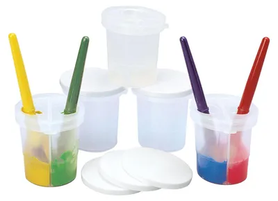 Zdjęcie produktu dla Colorations - Kubek na farbę z pokrywką i 2 przegródkami, zestaw 5 szt