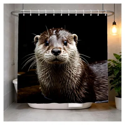 Produktbild von 3D Duschvorhang 200x200 Wasserschwein Antischimmel Wasserdicht Polyester Waschbar mit Ringen