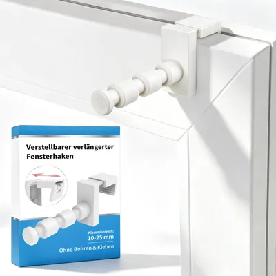 2 Fensterhaken mit Abstandhalter, Klemmbereich 10–25 mm, transparent