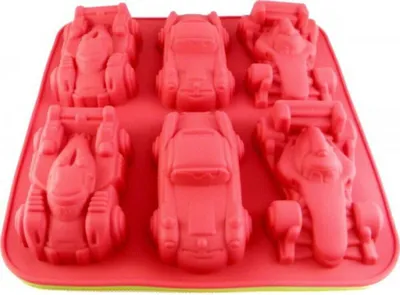 Produktbild von GKA XL Silikonbackform Rennwagen 27 cm Autos Auto Silikonform Kuchen Backen Kindergeburtstag Rennauto Silikon Backform 6 Formen Kuchenform Muffinform Muffin