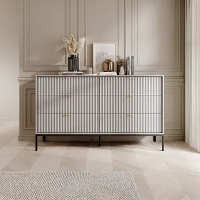 Immagine prodotto di Cassettiera larga con cassetti MISHEEL - grigio / nero