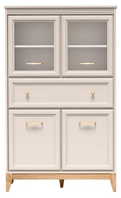 Produktbild von Masseno Vitrinenschrank CUNEO 150,5 x 92 cm Modern Wohnzimmer Vitrine mit Tür, Kaschmir