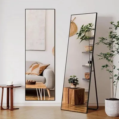 Image de Miroir mural en aluminium, 162 cm, noir