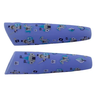 Two purple silicone covers with a knight pattern are shown against a white background.