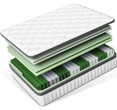 Image de Matelas 90x200 jusqu'à 180x200 cm - Ressorts ensachés H3 - Mousse à mémoire de forme 7 zones - Enroulable