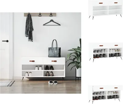 Immagine prodotto di vidaXL Panca per scarpe bianca 102x35x55 cm in legno - Scarpiere e armadietti