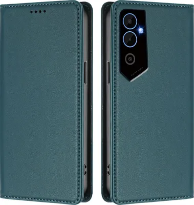Produktbild von Handyhülle für Tecno Pova Neo 2, Kunstleder Klapphülle Stoßfeste Magnetische Hülle mit Ständer Grün