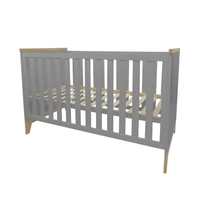 Produktbild von Puckdaddy Babybett Ida 140x70cm in Grau höhenverstellbares Gitterbett mit herausnehmbaren Sprossen