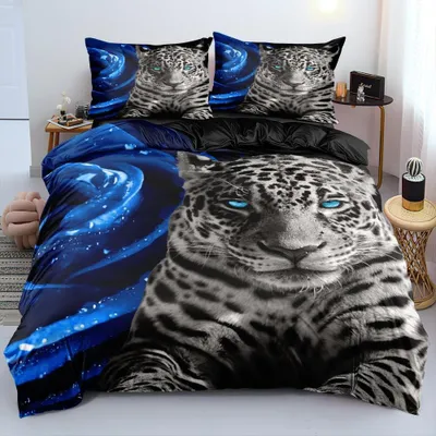 Image de Ensemble de couette Solidchoice avec motif animal, pour garçons et filles, en microfibre