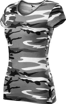 Produktbild von Tarnfarbenes Damen-T-Shirt, 100% Baumwolle, unbedruckt, einfarbig, 150g/m2, Farbe Tarngrau, Größe L