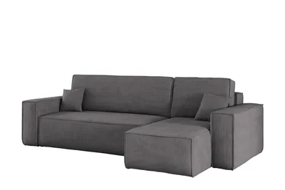 Produktbild von Kaiser Möbel Ecksofa mit schlaffunktion und bettkasten, Sofa L-form, Couch L-form BEST Poso Dicker Cord Dunkelgrau Rechts