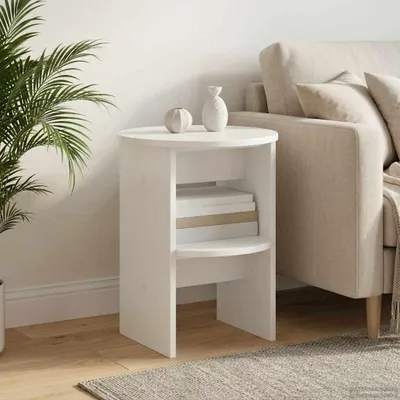 Produktbild von Seitenschrank Hochglanz Weiß Ø40 x 50 cm Holzwerkstoff - Kommoden DE2366