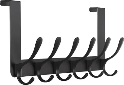 Produktbild von Türgarderobe Türhaken mit 6 Haken, Kleiderhaken Tür, Schwarz