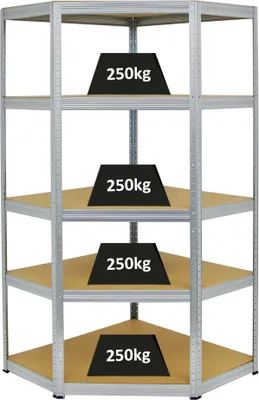 Produktbild von Eckregal Slim Elephant | HxBxT 180x90x45 cm | Fachlast 250kg | Verzinkt