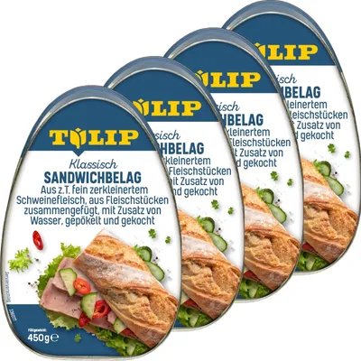 Produktbild von TULIP 4 x 450 g Sandwichbelag aus Schweinefleisch Frühstücksfleisch