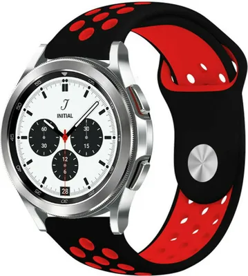 Produktbild von Strap-it Samsung Galaxy Watch 4 - 44mm Sportarmband (Schwarz/Rot)