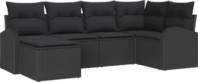 Immagine prodotto di Set Divano da Giardino 6 pcs Nero polyrattan