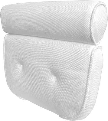 Productafbeelding van Wit polyester badkussen met nekkussen en hoofdsteun