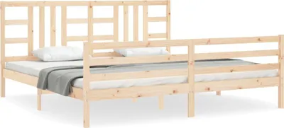 Produktbild von vidaXL Massivholzbett mit Kopfteil 200x200 cm