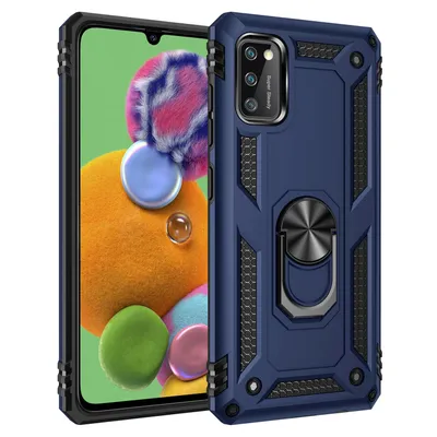 Image de Slim Case avec 360 degrés anneau support Housse de protection Kickstand Housse de téléphone portable Support magnétique de voiture compatible avec Samsung Galaxy S22 bleu
